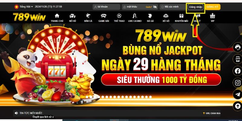 click theo hình mũi tên để đăng nhập 789win