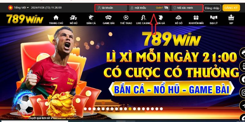 điền dữ liệu trong ô đỏ khi dăng nhập 789win